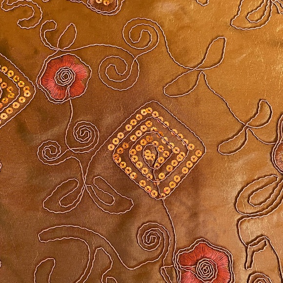 Beautiful Set Of Six Chopsticks & Silk Placemats w Sequins RUST Color - Picture 9 of 12